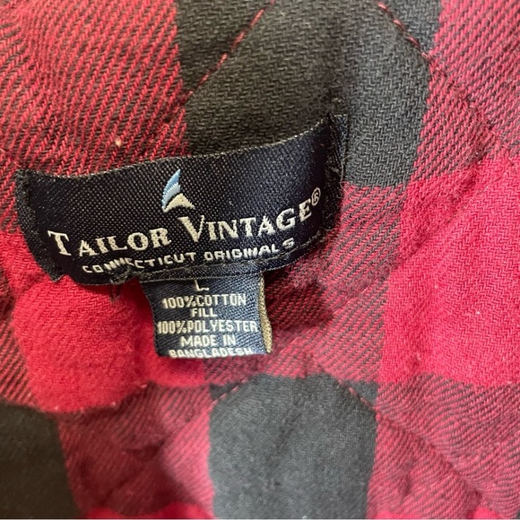 Tailor Vintage Pur Tec canvas vest Red Buffalo Plaid Lined Jacket Men’s large - Picture 3 of 7